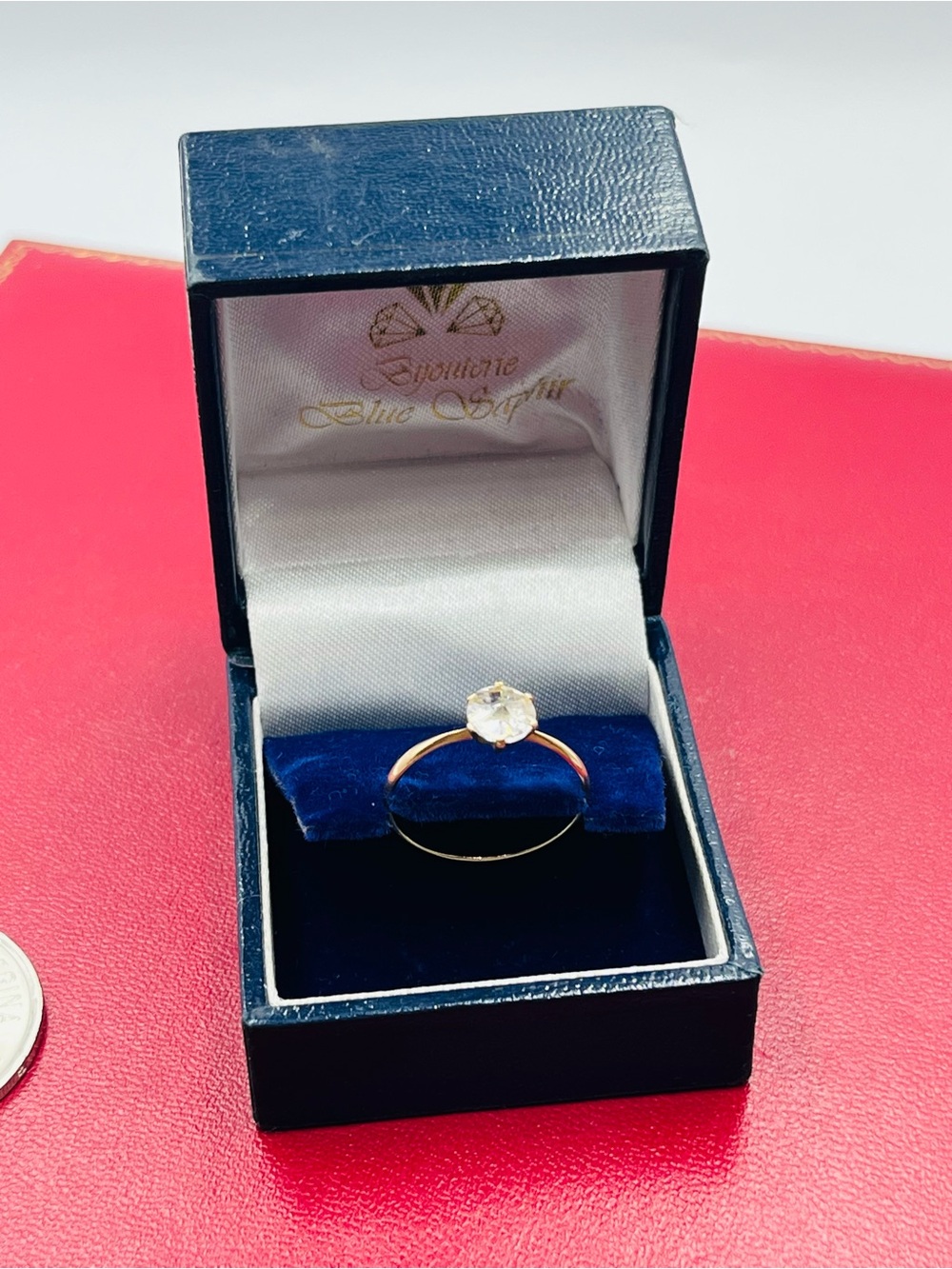 Vintage 14K Yellow Gold Solitaire Ring Moissanite Engagement Ring